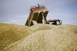 Unloading at the gravel pile
