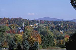 Autumn countryside and town