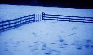 Empty corral in winter
