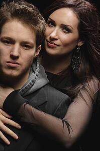 Couple in close embrace