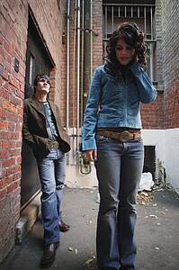Fashionable couple in an alley