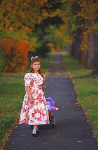 Dressed in Sunday best in the park