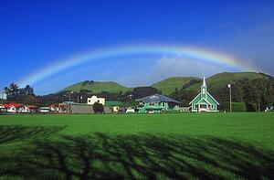 Rainbow over the village