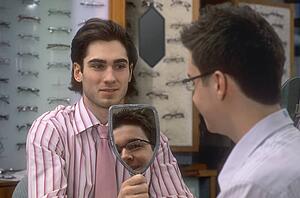 Trying on glasses