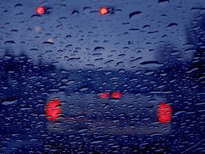 Vehicle lights in rain