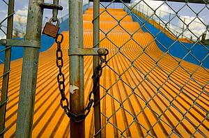 Locked up slide at amusement park