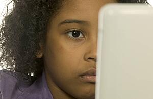 Young girl using a computer