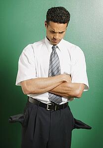 Man with empty pockets