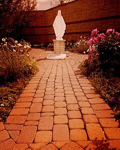 Mother Mary statue in garden