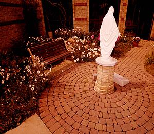Statue of Mother Mary in garden