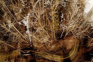 Aerial view of a country road