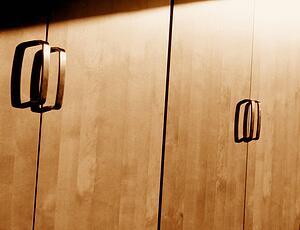 Handles on storage cabinets