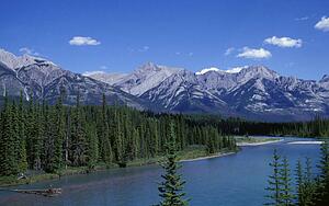 Mountain range and lake