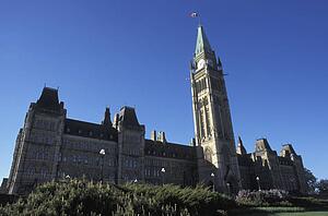 Large buildings and clock tower