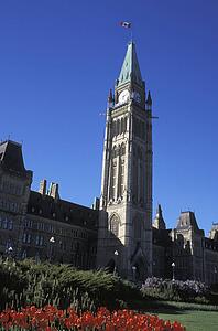Large buildings and clock tower
