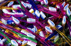 A pile of toothbrushes