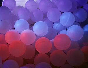 Red blue and lilac spheres