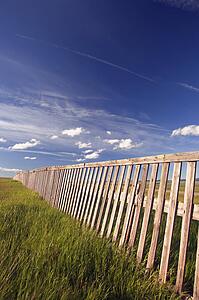 Wooden boundary fence in Southern Alberta Canada