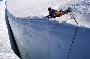 Looking into a frozen crevice