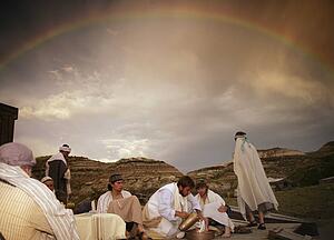 Jesus washes disciple's feet