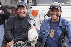 Two friends stopping for lunch