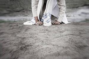 A man kneeling