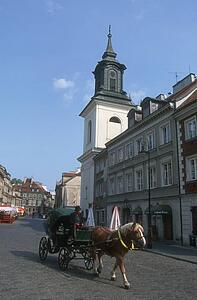 Horse and carriage in Old Town Warsaw Poland