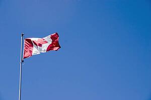 The Canadian flag in the wind