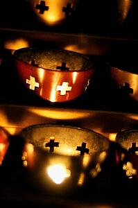 Candles burning in a church