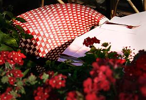 An outdoor cafe table