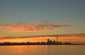 Skyline of Toronto against a beautiful sunset