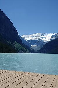 A view of mountains and a lake