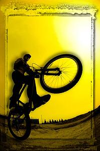 3D image of silhouette of cyclist