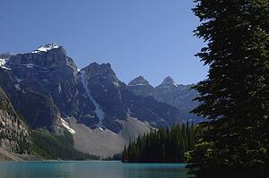 Mountain range and lake