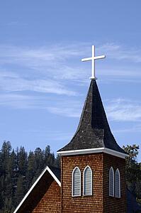 A cross on a church spire
