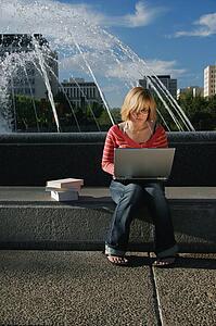 Student on lap top computer