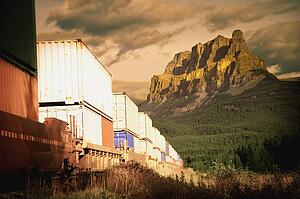 A train in the mountains