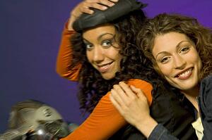 Two women on a motorcycle