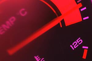 Closeup of a temperature gauge