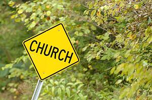 Church sign on side of road