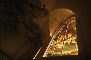 A sky view through window