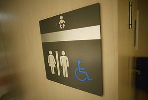 Sign on a washroom door