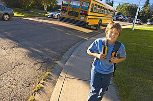 School bus drops child off