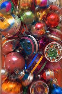 A background of Christmas decorations
