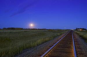 Train Tracks at Sunset in the prairies