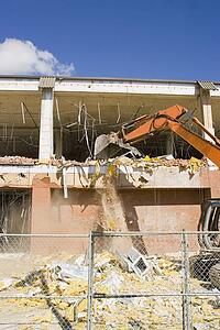 Demolition on a building