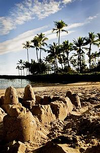 Sand castles on a tropical beach