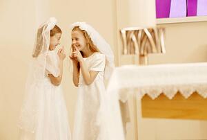 Girls taking their first communion