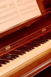A piano with music