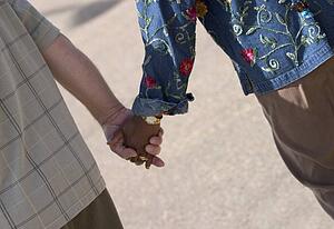 Couple hand in hand